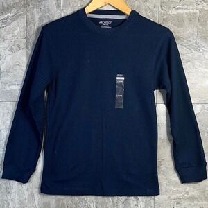 Navy blue long sleeve‎ thermal shirt kids large 14-16 #thermal #longsleeve